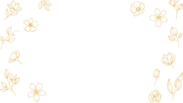 Elegant floral corner frame with delicate line art flowers. Minimal botanical border with soft decorative blossoms. Stylish background for invitations, cards, and creative design. 