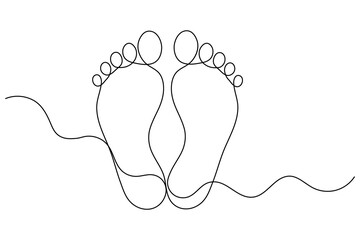 Obraz premium Human Foot Sole Continuous One Line Drawing Minimalist Body Part Outline Vector Illustration