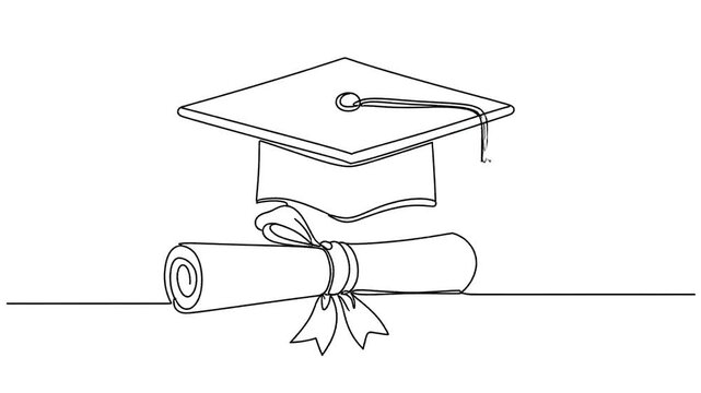 Graduation cap and diploma certificate.