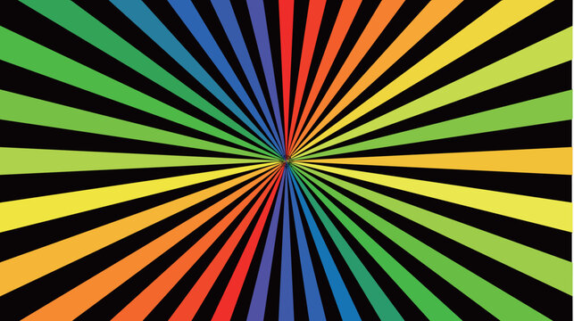 Vibrant Rainbow Sunburst Radial Lines Background