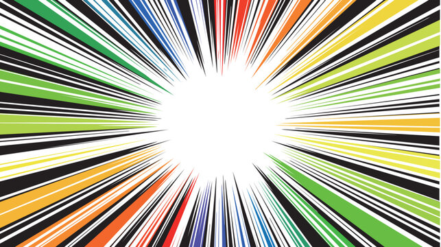 Colorful Comic Book Style Speed Line Radial Burst Background