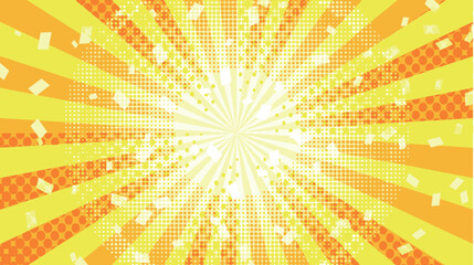 Fototapeta premium Vibrant Yellow Comic Style Sunburst Halftone Background