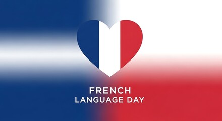 Fototapeta premium French language day celebration with heart symbol on flag
