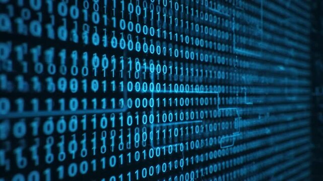 Blue Binary Code Data Streaming.
