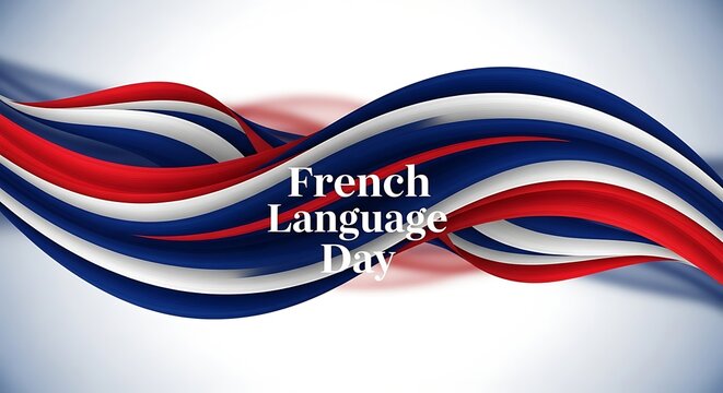 French language day celebration with wavy ribbon design