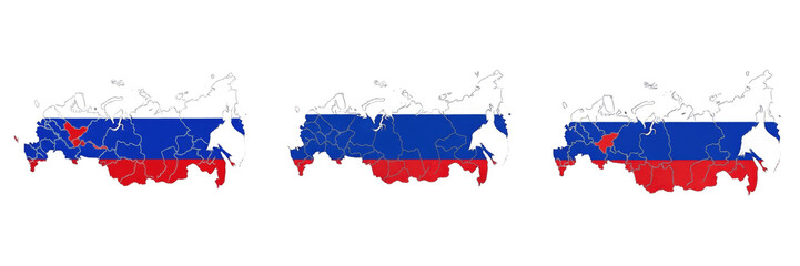 Fototapeta premium Russia Map Silhouette PNG, Isolated Russian Federation Flag Map on Transparent Background, Geography Travel Icon Graphic.