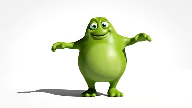 Green monster character standing alone.