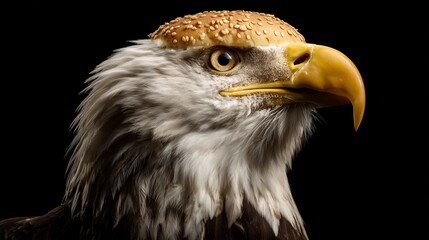 Obraz premium Humorous Composite of a Bald Eagle with a Sesame Bun Head
