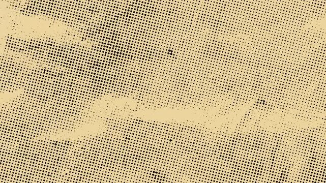 Vintage Halftone Grunge Texture: Distressed Black Dots on Beige Retro Background.