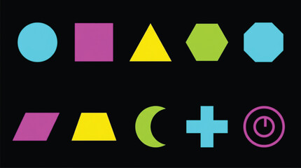 Obraz premium Vibrant Flat Vector Basic Geometry and Symbols Set