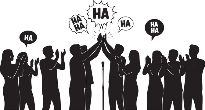 Audience clapping and laughing silhouette vector illustration for comedy show