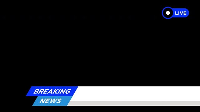animation breaking news screen on transparent background