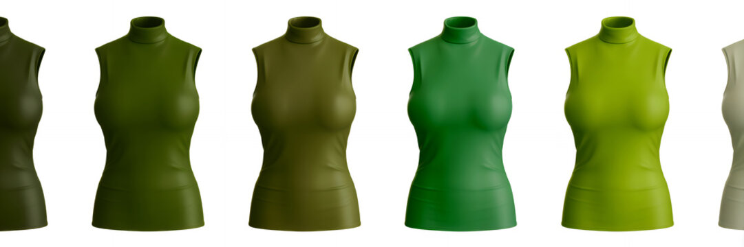 Green female mannequin torsos in various shades fashion