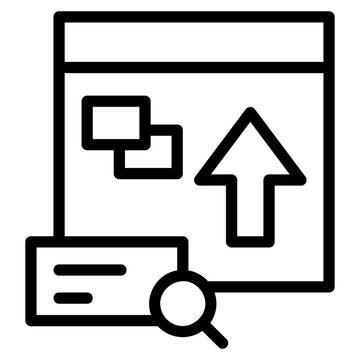 SEO Online Content Optimization Strategy Search line icon