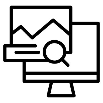 SEO Online Website Monitoring Analytics Screen line icon