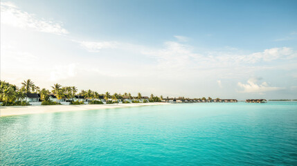 Fototapeta premium Tropical Beach Lagoon with Turquoise Water Panorama