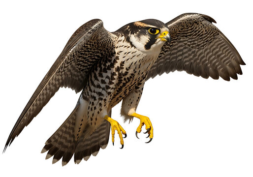 Peregrine falcon in flight isolated on transparent background