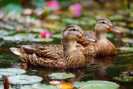 two ducks on the lake