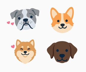 Fototapeta premium Cute Cartoon Dog Breeds Illustrations Set