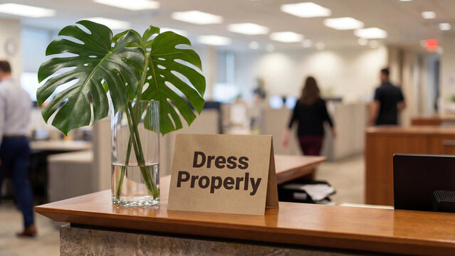 Professional workplace dress code policy and corporate grooming standards concept for office etiquette and employee conduct guidelines