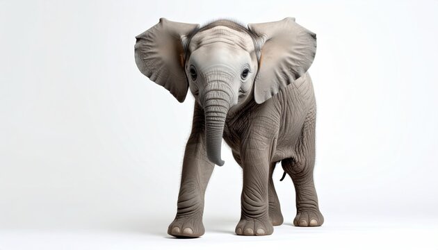 Gray Elephant Figurine on White Background.