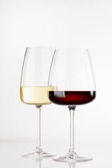 Naklejka premium Different wine glasses on white background