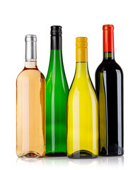 Naklejka premium Different wine bottles on white background
