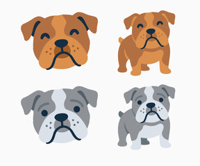 Fototapeta premium Cute Cartoon Dog Breeds Illustrations Set