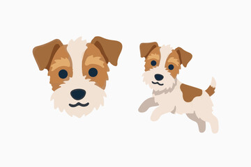 Fototapeta premium Cute Cartoon Dog Breeds Illustrations Set