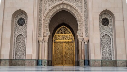 Obraz premium Ornate Entrance to Hassan II Mosque in Casablanca, Morocco.