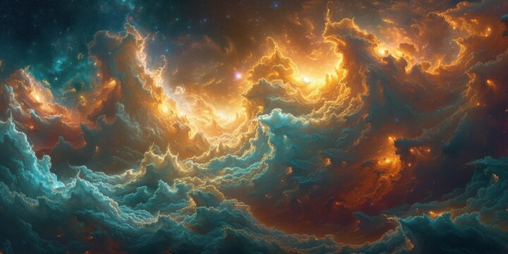 Majestic Spiral Galaxy Illuminated Against the Cosmic Backdrop of Stars and Nebulae