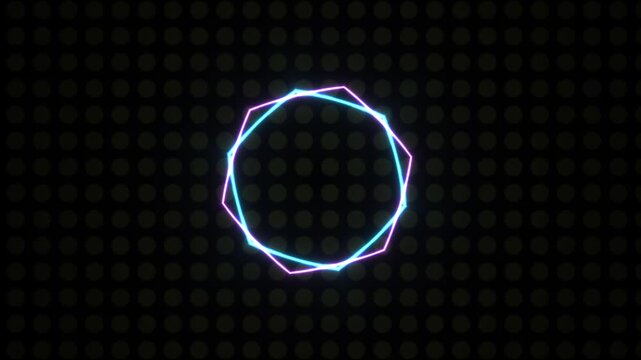 Neon Hexagonal Outline Shape Pulsating on Dark Led Grid Background Seamless Loop 4K For Music Audio Wave