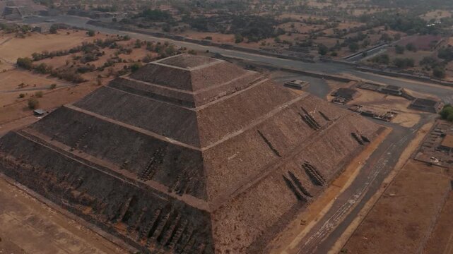 Stunning Aerial View of the Ancient Pyramid of the Sun in Teotihuac&aacute;n. travel destination and adventurous point. world heritage remains.  