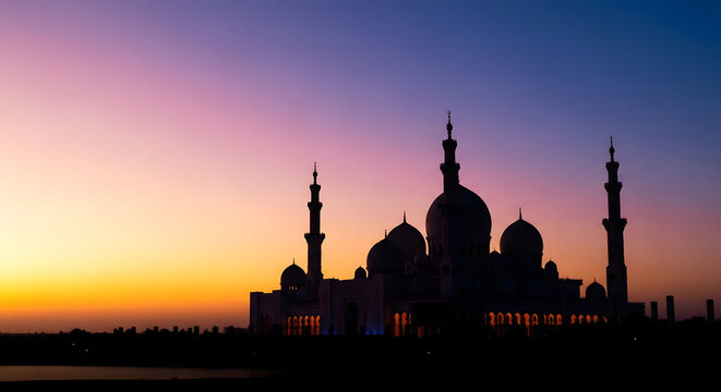 mosque at sunset