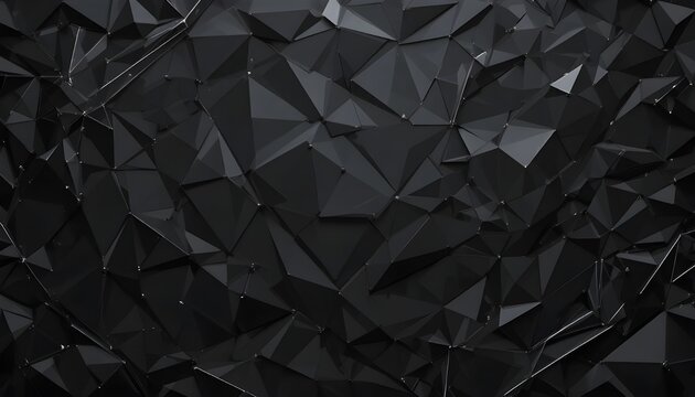 Black premium luxury background with dark polygonal pattern and sleek silver triangle line accents