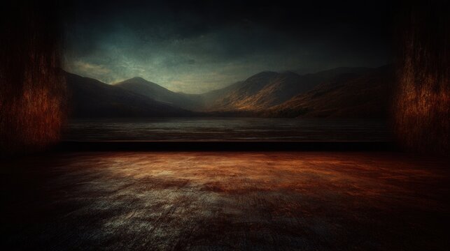 Dramatic Mountainscape Interior Backdrop