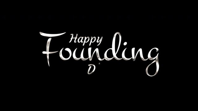 Happy founding written in white elegant script against black. Perfect for celebratory invitations, event posters, business presentations, and historical themed projects.