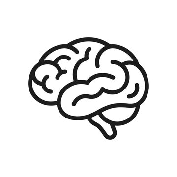 Brain side view line art vector. mind icon, medical app and web illustration.