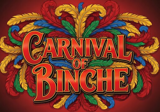 Vibrant carnival of binche logo with colorful floral design elements