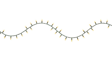 Naklejka premium A string of festive christmas lights with warm yellow glow, gracefully arranged in a wave pattern