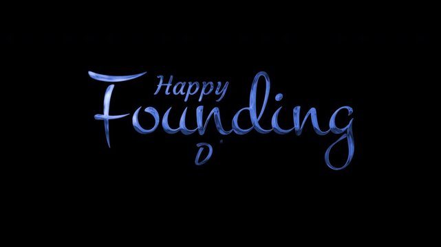 Shiny blue cursive text that says happy founding day. Suitable for celebratory event invitations, banners, social media posts, and greeting cards.