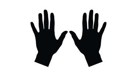 Fototapeta premium Two black silhouettes of human hands facing each other