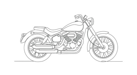 Obraz premium Line art illustration of a classic cruiser motorcycle in a side view