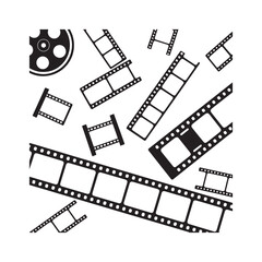 Fototapeta premium Vintage Cinema Film Strips and Reel Silhouette Collection for Movie Production Design. 