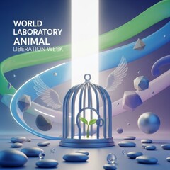 Fototapeta premium Liberation of Laboratory Animals: Cage Opens to Hope for World Laboratory Animal Liberation Week
