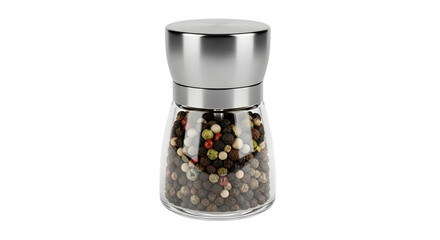 A glass pepper mill filled with multicolored peppercorns © MDANISUR
