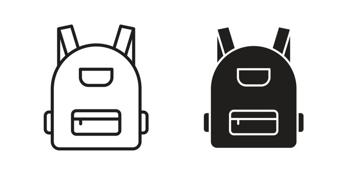 Backpack icon with black color and editable vector