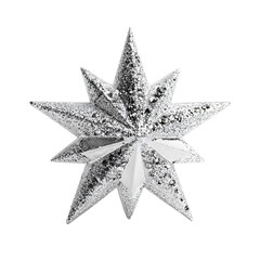 Obraz premium Elegant Silver Star Christmas Decoration on White Background for Festive Holiday Decor