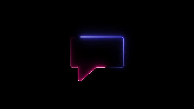 neon glowing video call icon with speech bubble and camera online meeting loop animation with alpha channel 4k