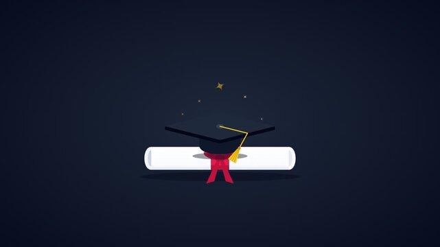 Single Object: Graduation Cap and Diploma Scroll Icon